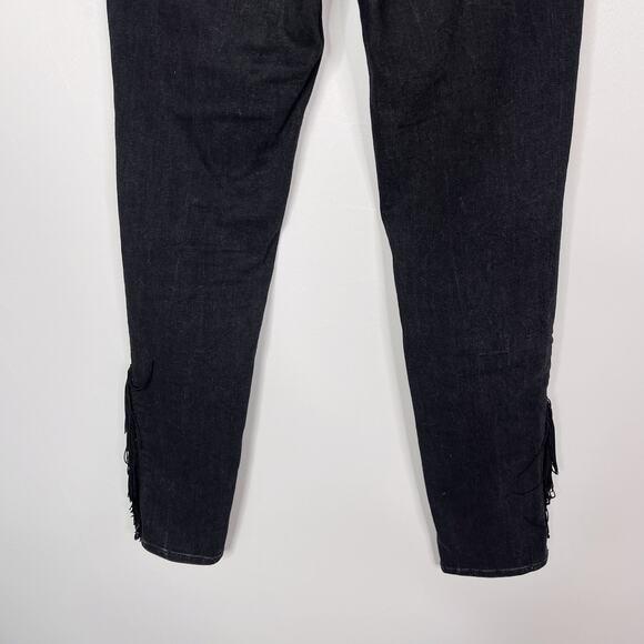 Levis Womens Size 26 Washed Black Gray 721 Fringe Ankle High Rise Skinny Jeans - Picture 8 of 13